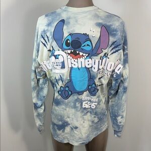 Disney World Stitch Spirit Jersey Blue and White Tie-Dye Long Sleeve Shirt